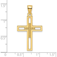 14K Yellow Gold Beaded Polished Double Cross Pendant with Textured Back - 36.33mm by Oro Pregiato