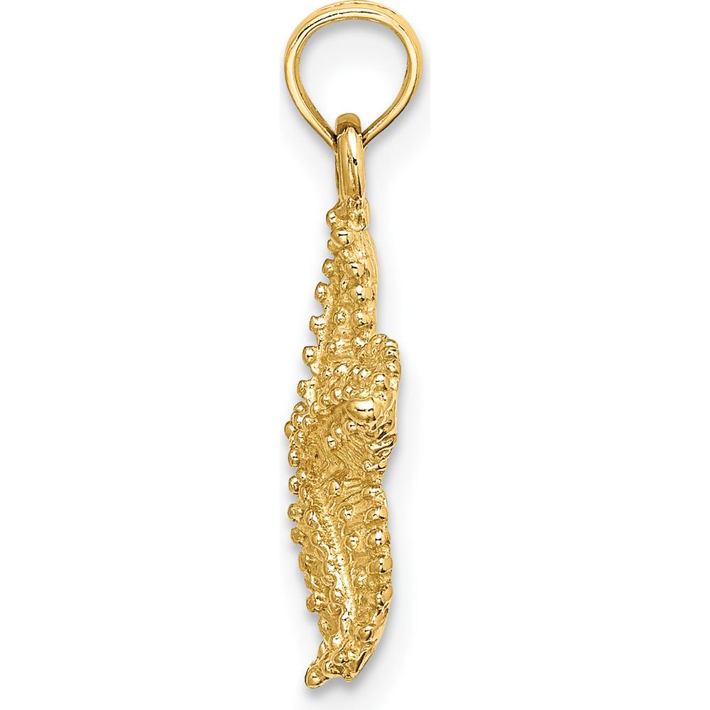 14K Yellow Gold Beaded Textured Starfish Charm Pendant - Polished Finish by Oro Pregiato