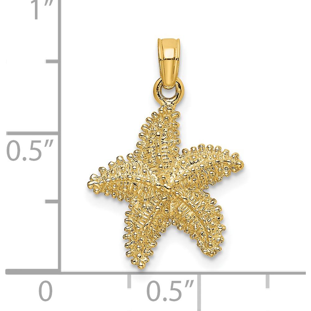 14K Yellow Gold Beaded Textured Starfish Charm Pendant - Polished Finish by Oro Pregiato