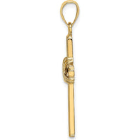14K Yellow Gold Beaded-X Center Design Cross Charm - 33.4mm Length by Oro Pregiato