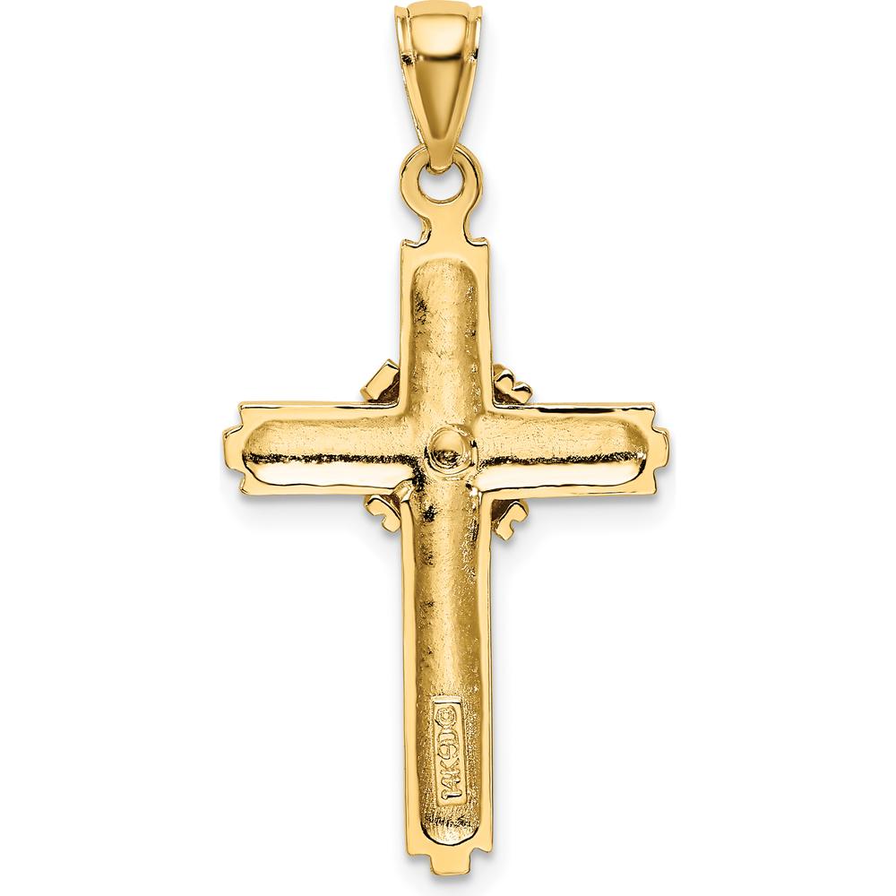 14K Yellow Gold Beaded-X Center Design Cross Charm - 33.4mm Length by Oro Pregiato
