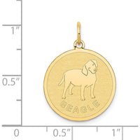 14K Yellow Gold Beagle Dog Charm Pendant - 20mm Engravable Disc by Oro Pregiato