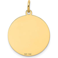 14K Yellow Gold Beagle Dog Charm Pendant - 20mm Engravable Disc by Oro Pregiato