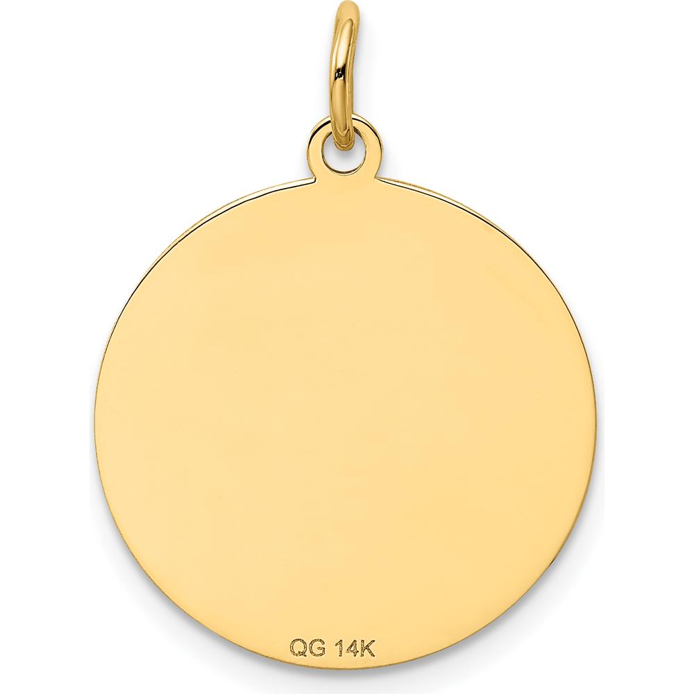 14K Yellow Gold Beagle Dog Charm Pendant - 20mm Engravable Disc by Oro Pregiato
