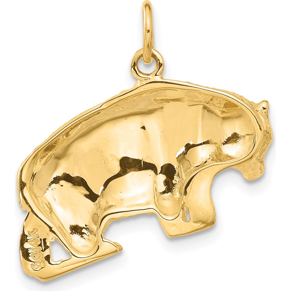 14K Yellow Gold Bear Charm Pendant with Textured Finish - Nature-Inspired Symbol of Strength