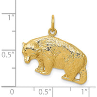 14K Yellow Gold Bear Charm Pendant with Textured Finish - Nature-Inspired Symbol of Strength