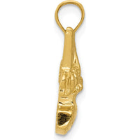 14K Yellow Gold Bee on HONEY Jar Pendant with Textured Finish by Oro Pregiato
