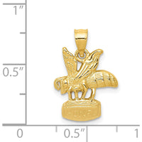 14K Yellow Gold Bee on HONEY Jar Pendant with Textured Finish by Oro Pregiato
