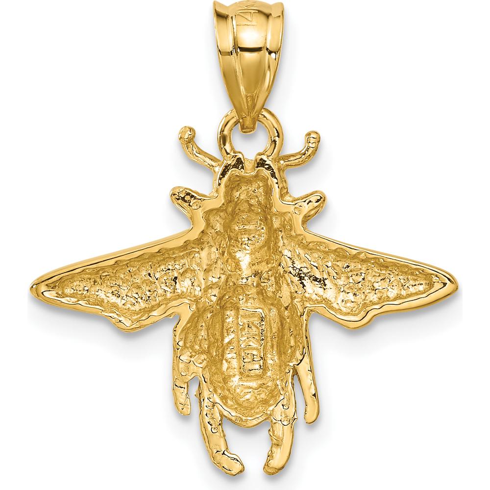 14K Yellow Gold Bee Pendant - Solid Open Back Design, 24mm Length by Oro Pregiato