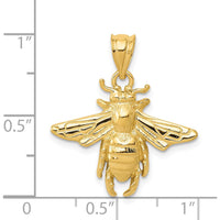 14K Yellow Gold Bee Pendant - Solid Open Back Design, 24mm Length by Oro Pregiato