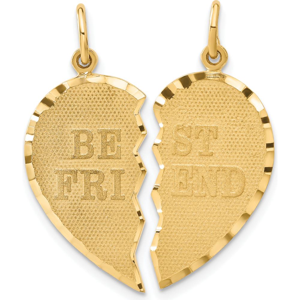 14K Yellow Gold Best Friend Diamond-Cut Charm Set - Polished & Brushed Finish by Oro Pregiato
