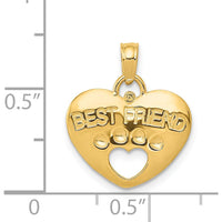 14K Yellow Gold Best Friend Heart Pendant with Cut-Out Paw Print by Oro Pregiato