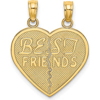 14K Yellow Gold Best Friends 2-Piece Break-apart Heart Pendant by Oro Pregiato