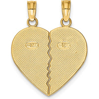 14K Yellow Gold Best Friends 2-Piece Break-apart Heart Pendant by Oro Pregiato