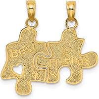 14K Yellow Gold Best Friends 2-Piece Break-Apart Puzzle Piece Charm Set - Friendship Pendant by Oro Pregiato