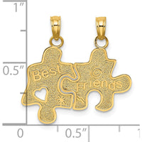 14K Yellow Gold Best Friends 2-Piece Break-Apart Puzzle Piece Charm Set - Friendship Pendant by Oro Pregiato