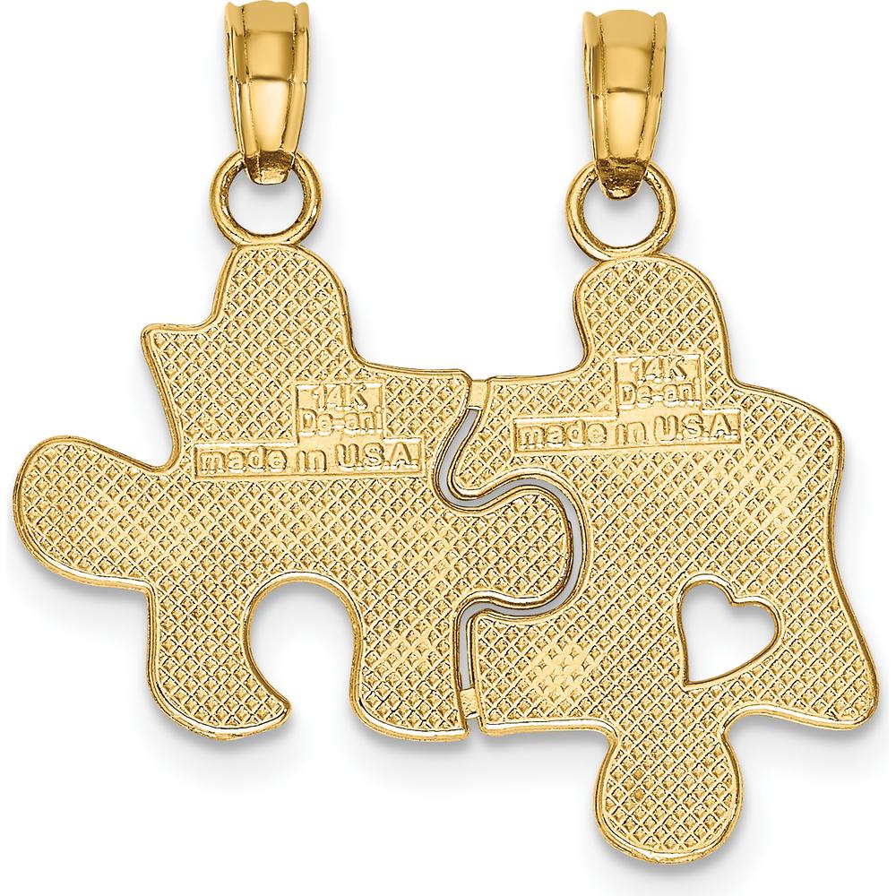 14K Yellow Gold Best Friends 2-Piece Break-Apart Puzzle Piece Charm Set - Friendship Pendant by Oro Pregiato