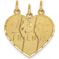 14K Yellow Gold Best Friends Break-Apart Charm Pendant - Polished Textured Finish by Oro Pregiato