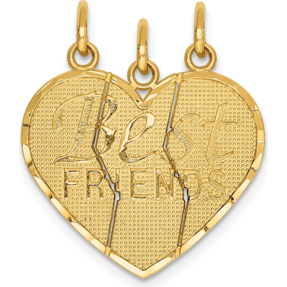 14K Yellow Gold Best Friends Break-Apart Charm Pendant - Polished Textured Finish by Oro Pregiato