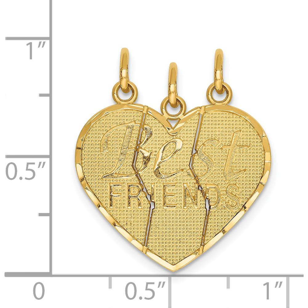 14K Yellow Gold Best Friends Break-Apart Charm Pendant - Polished Textured Finish by Oro Pregiato