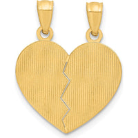 14K Yellow Gold Best Friends Heart Pendant with Floral Detail - Break-Apart Design by Oro Pregiato