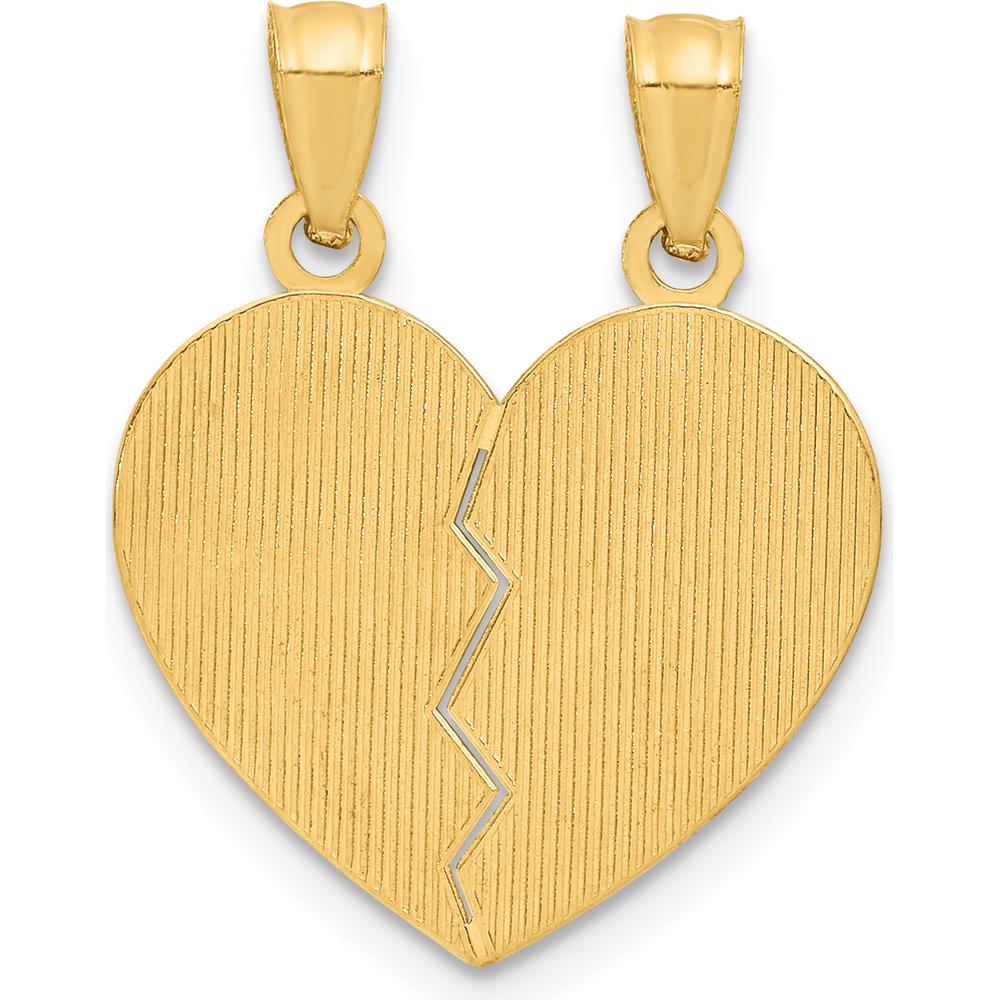 14K Yellow Gold Best Friends Heart Pendant with Floral Detail - Break-Apart Design by Oro Pregiato