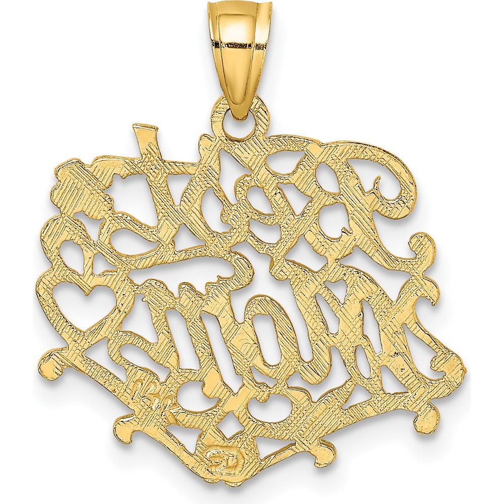 14K Yellow Gold "Best Mom" Charm Pendant - Polished Finish, Solid Gold by Oro Pregiato