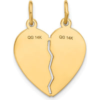 14K Yellow Gold Best Sister 2-Piece Break-Apart Heart Charm Pendant by Oro Pregiato