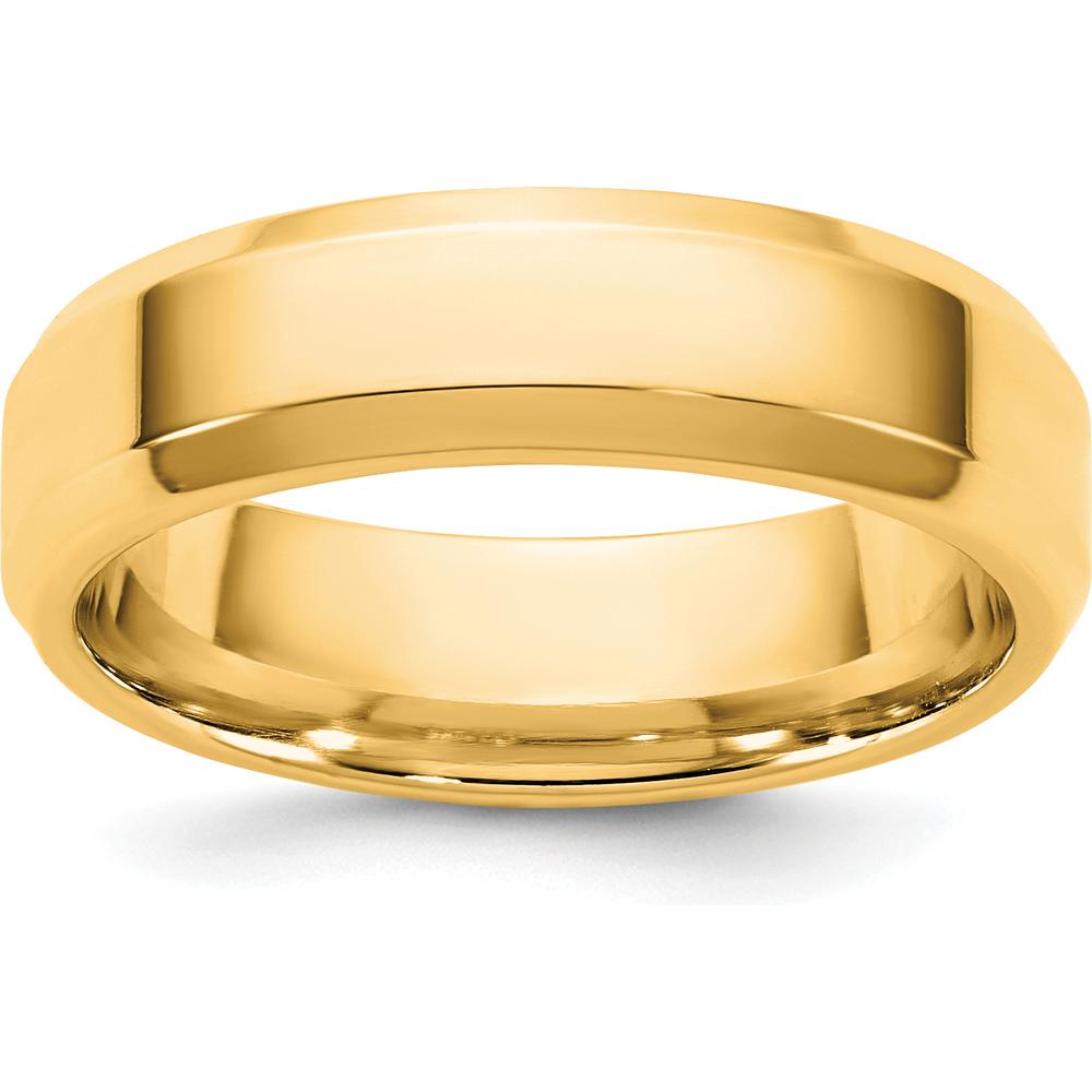 14K Yellow Gold Bevel Edge Comfort Fit Band - 5.5mm Width by Luciano & Cie