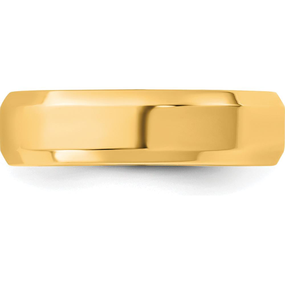 14K Yellow Gold Bevel Edge Comfort Fit Band - 5.5mm Width by Luciano & Cie