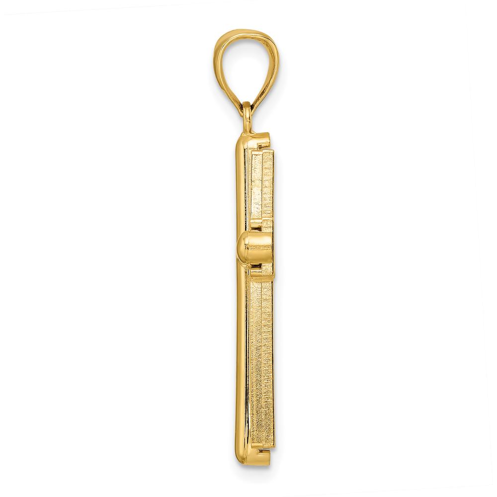 14K Yellow Gold Beveled Cross Pendant - 38.65mm Length by Oro Pregiato