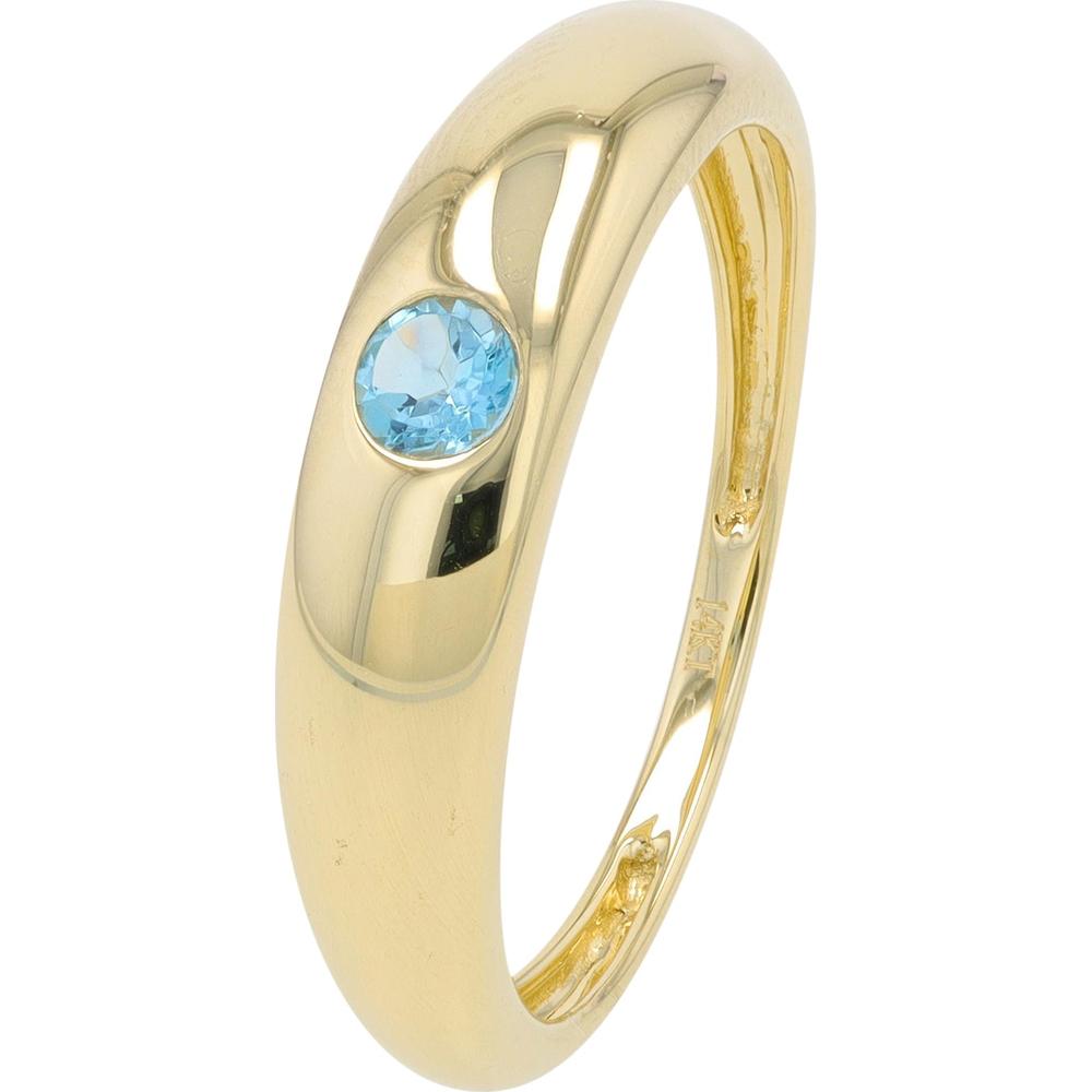 14K Yellow Gold Bezel Ring with Blue Topaz - 0.20 Carat Total Gem Weight