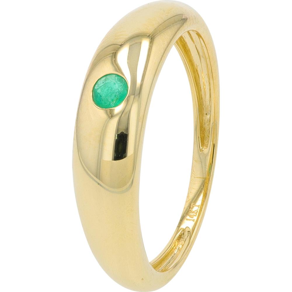14K Yellow Gold Bezel Ring with Vibrant Emerald Gemstone