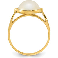14K Yellow Gold Bezel Set 10-11mm White Mabe Cultured Pearl Ring by Monteluci Fine Jewelry