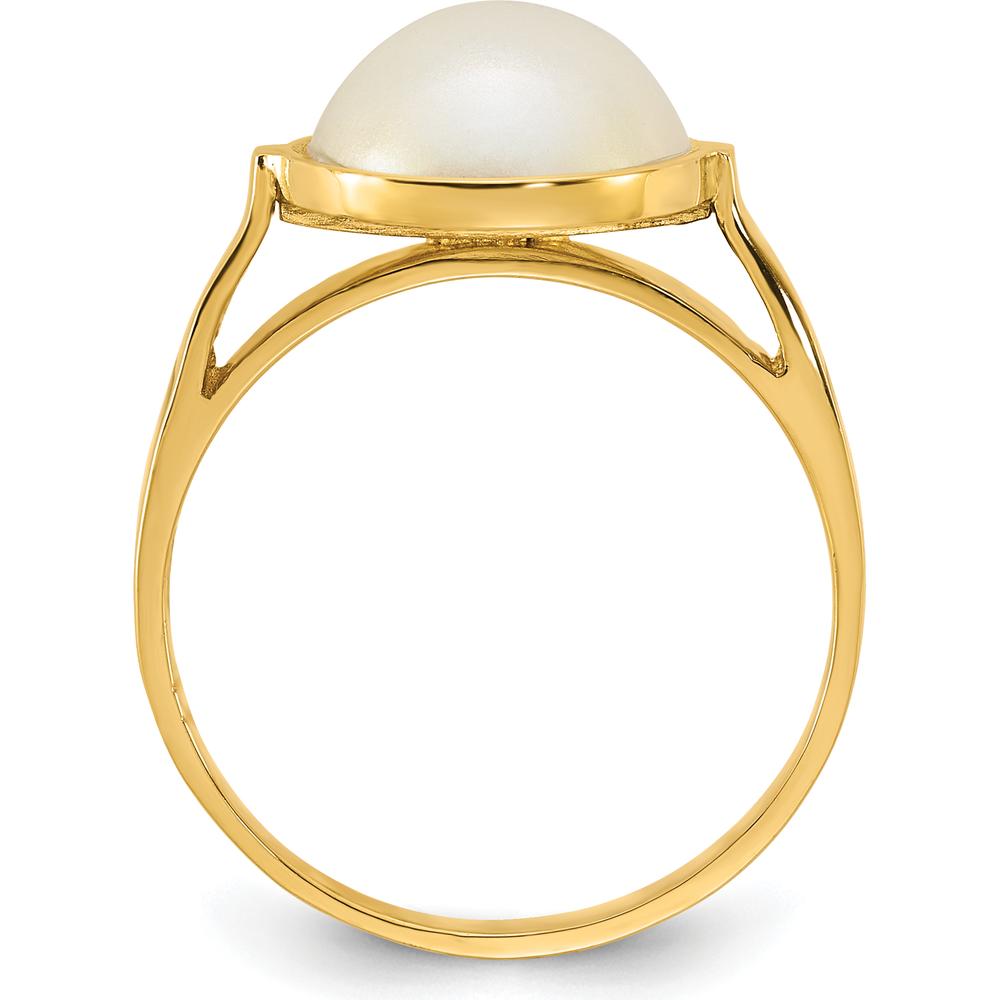 14K Yellow Gold Bezel Set 10-11mm White Mabe Cultured Pearl Ring by Monteluci Fine Jewelry
