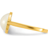 14K Yellow Gold Bezel Set 10-11mm White Mabe Cultured Pearl Ring by Monteluci Fine Jewelry