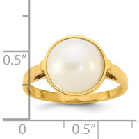 14K Yellow Gold Bezel Set 10-11mm White Mabe Cultured Pearl Ring by Monteluci Fine Jewelry