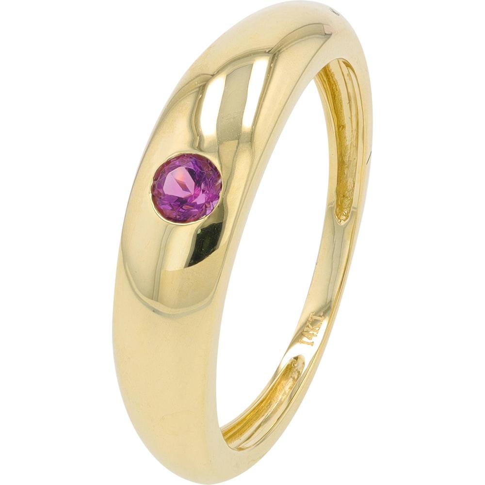 14K Yellow Gold Bezel Set Amethyst Ring - 0.20 Carat Amethyst