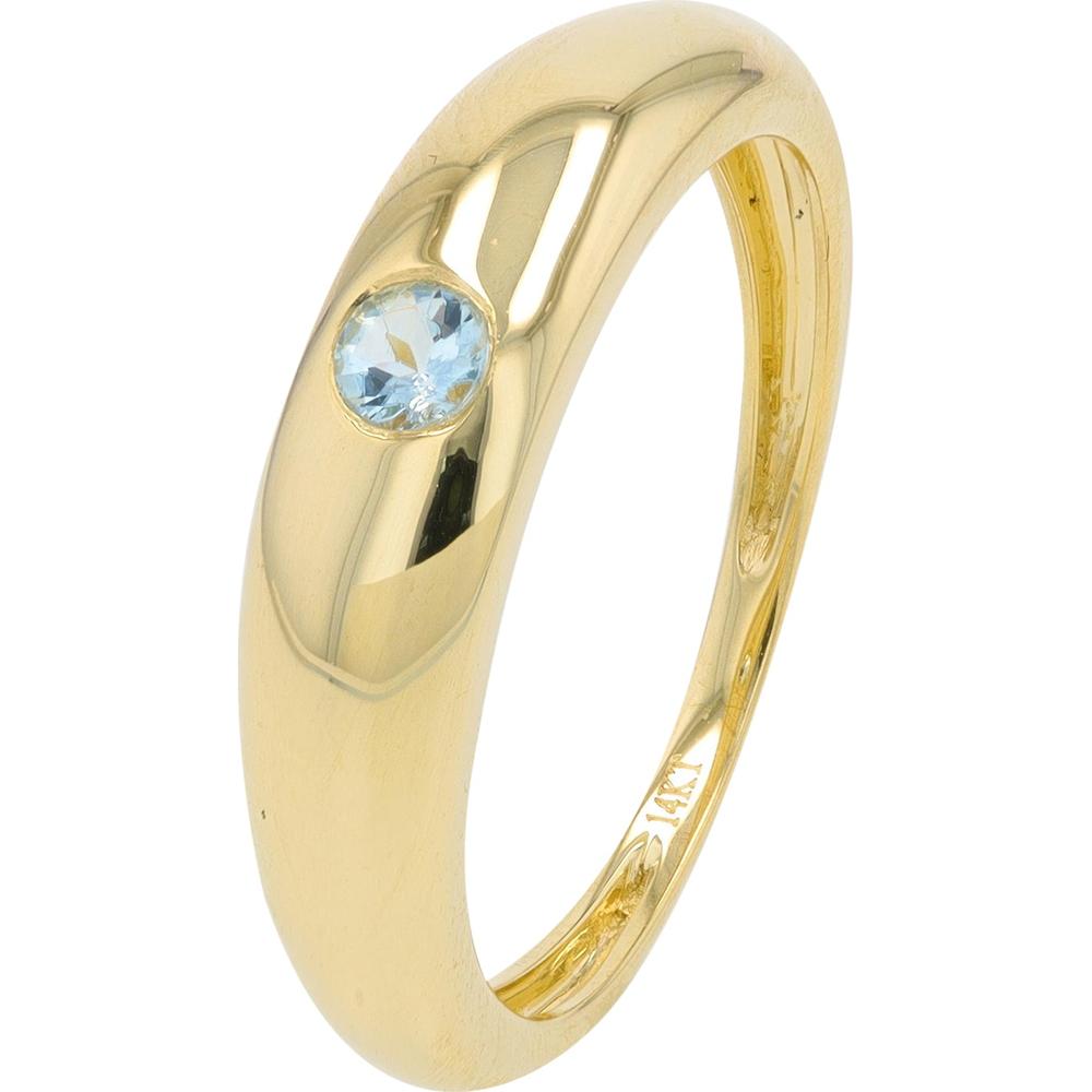 14K Yellow Gold Bezel Set Aquamarine Ring