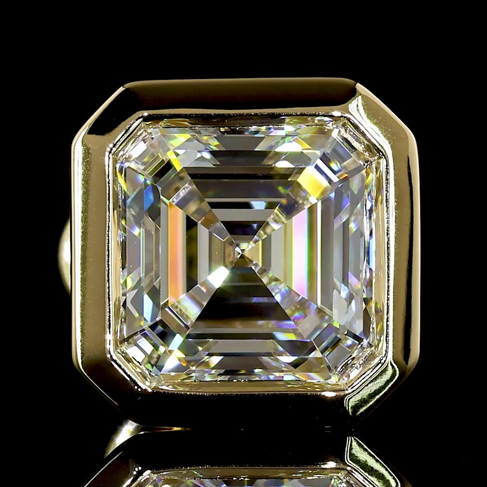 14K Yellow Gold Bezel Set Asscher Cut Lab Diamond Stud Earrings - 2.50 Carats Total Diamond Weight (E-F Color, VVS1 Clarity, IGI Certified) - Covaloro Fine Jewelry