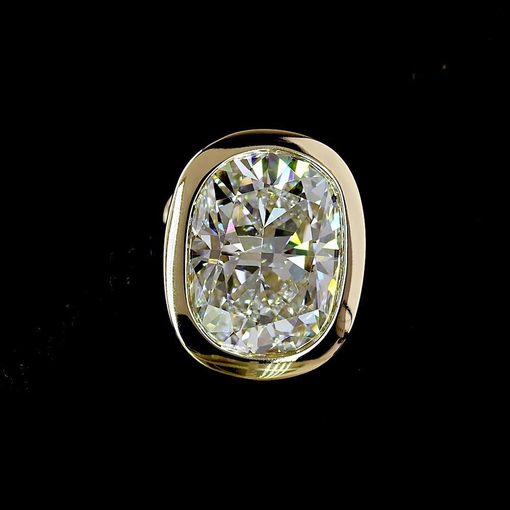 14K Yellow Gold Bezel Set Cushion Brilliant Cut Lab Diamond Stud Earrings - 5.06 Carats Total Diamond Weight - Covaloro Fine Jewelry
