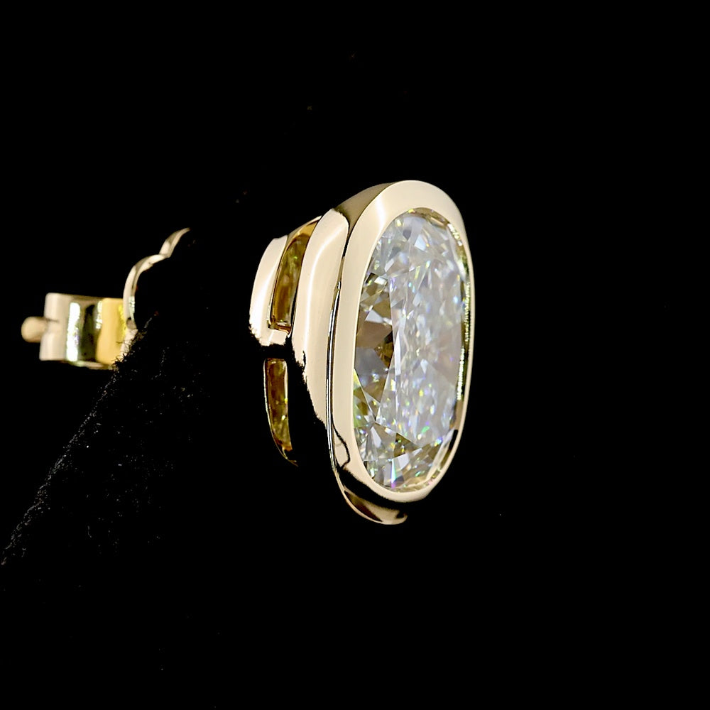 14K Yellow Gold Bezel Set Cushion Brilliant Cut Lab Diamond Stud Earrings - 5.06 Carats Total Diamond Weight - Covaloro Fine Jewelry