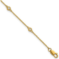 14K Yellow Gold Bezel-Set Diamond Station Bracelet - 1/10 Carat Total Diamond Weight by Oro Pregiato