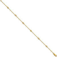 14K Yellow Gold Bezel-Set Diamond Station Bracelet - 1/10 Carat Total Diamond Weight by Oro Pregiato