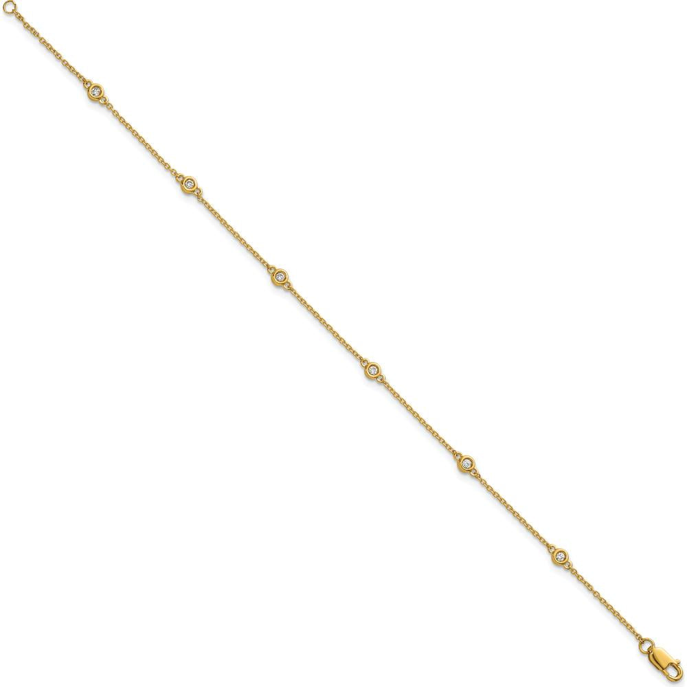 14K Yellow Gold Bezel-Set Diamond Station Bracelet - 1/10 Carat Total Diamond Weight by Oro Pregiato