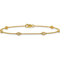 14K Yellow Gold Bezel-Set Diamond Station Bracelet - 1/10 Carat Total Diamond Weight by Oro Pregiato