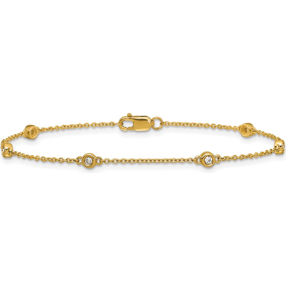 14K Yellow Gold Bezel-Set Diamond Station Bracelet - 1/10 Carat Total Diamond Weight by Oro Pregiato