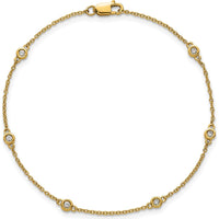 14K Yellow Gold Bezel-Set Diamond Station Bracelet - 1/10 Carat Total Diamond Weight by Oro Pregiato