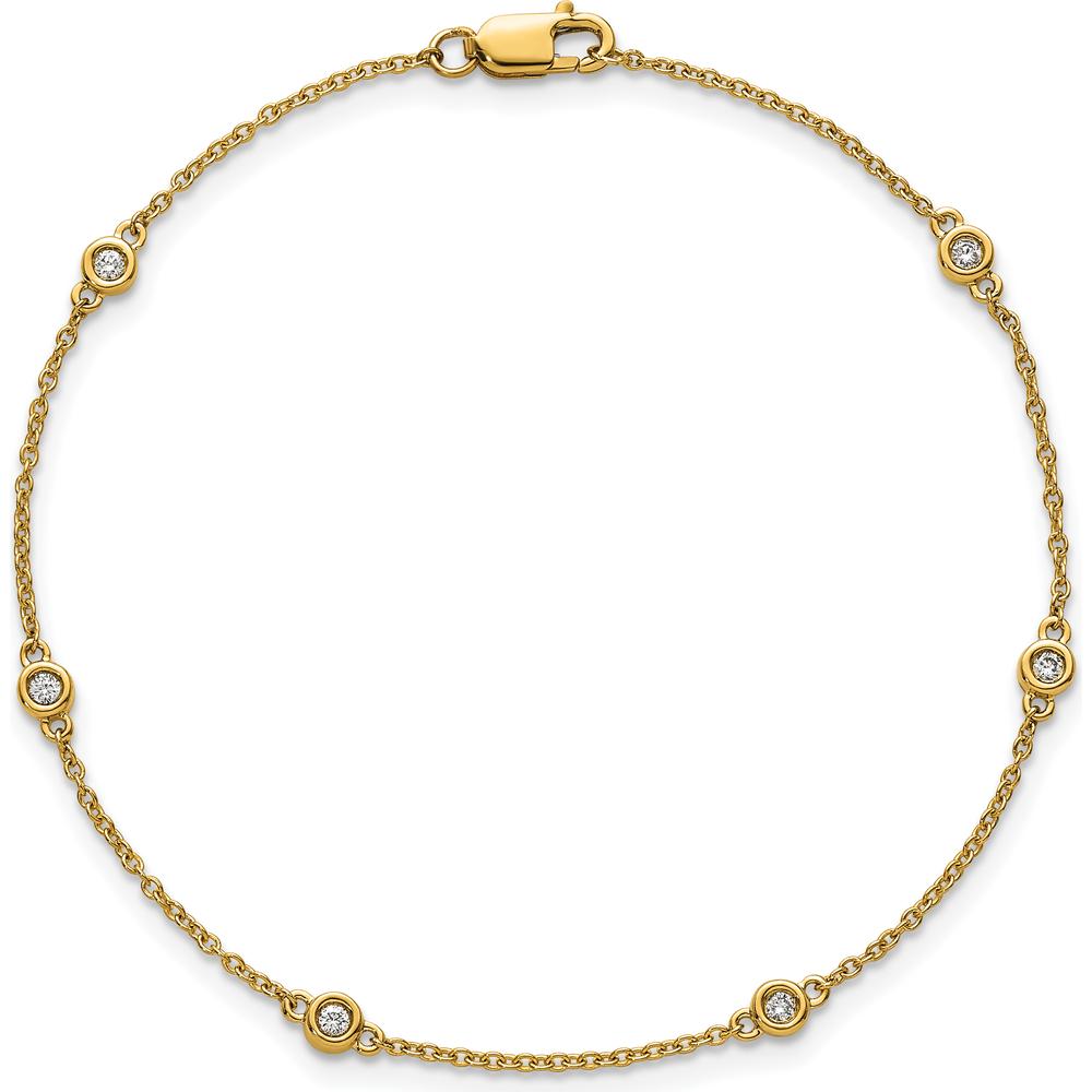 14K Yellow Gold Bezel-Set Diamond Station Bracelet - 1/10 Carat Total Diamond Weight by Oro Pregiato