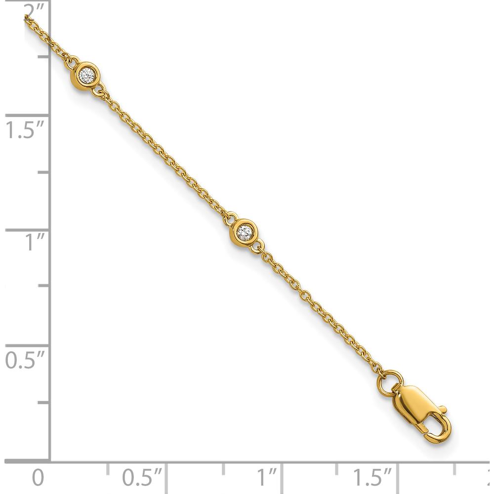 14K Yellow Gold Bezel-Set Diamond Station Bracelet - 1/10 Carat Total Diamond Weight by Oro Pregiato